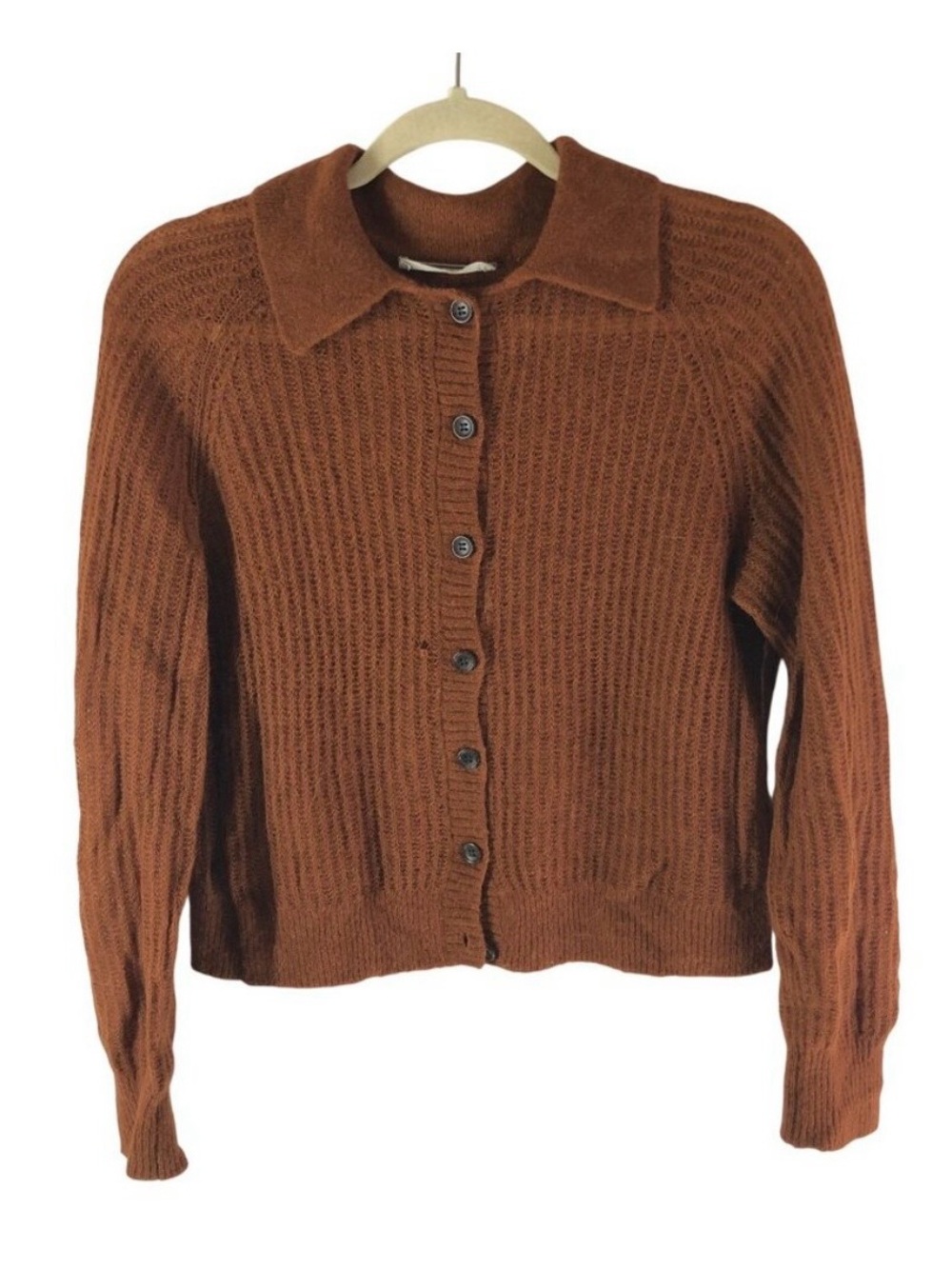Everlane Womens Collared Alpaca Wool Blend Button Front Cardigan